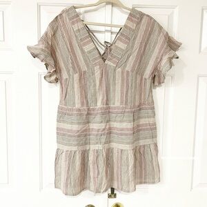Lavender Sketch | Woven 100% Cotton Stripe Flowy Dress